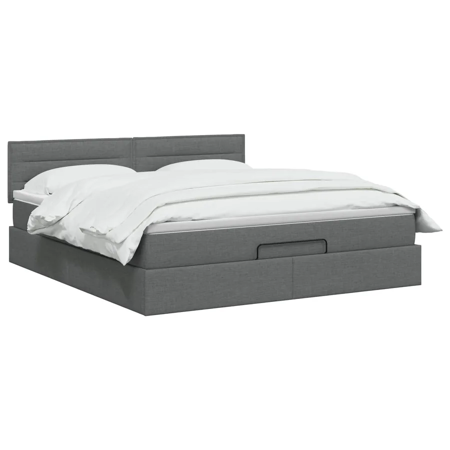 Lit ottoman avec matelas Gris foncé 140 x 200 cm Tissu - 2