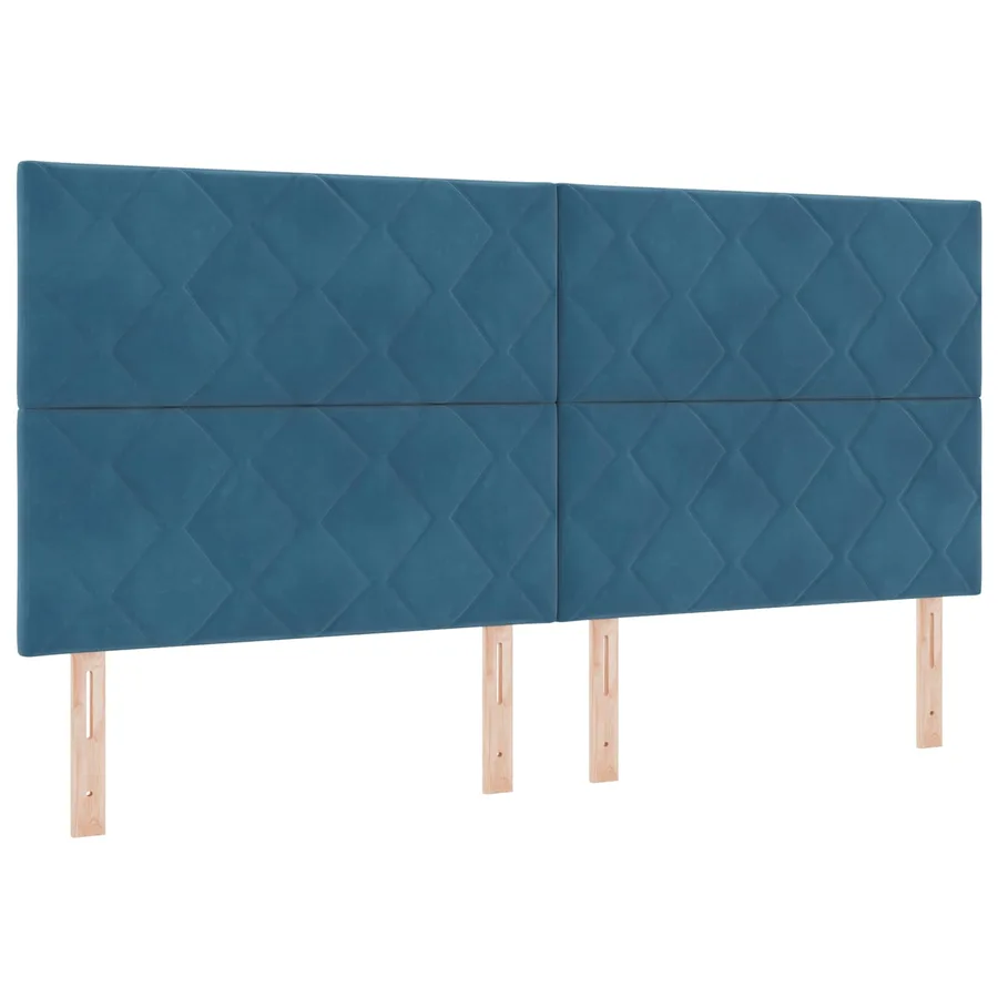Lit boxspring LED avec matelas Bleu 200 x 200 cm Velours - 3