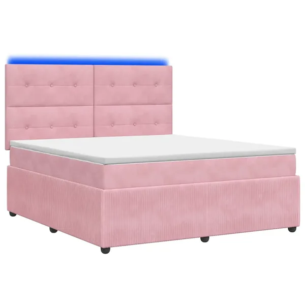 Lit boxspring LED avec matelas Rose 180 x 200 cm Velours