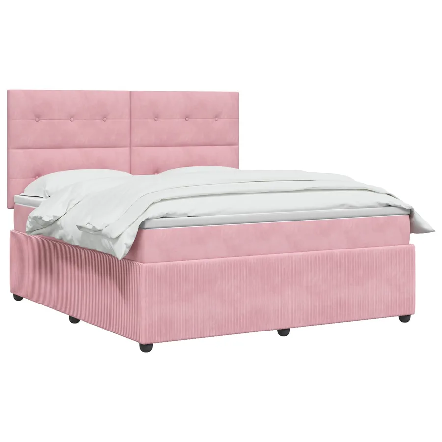 Lit boxspring LED avec matelas Rose 180 x 200 cm Velours - 2