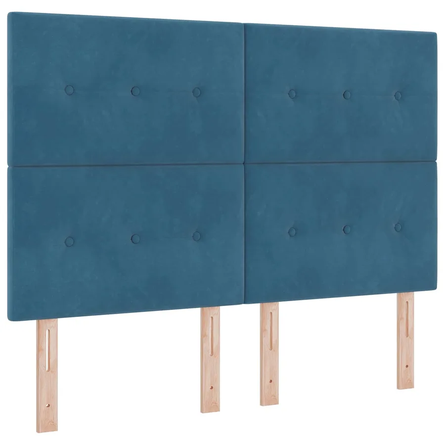 Lit boxspring LED avec matelas Bleu 160 x 200 cm Velours - 3