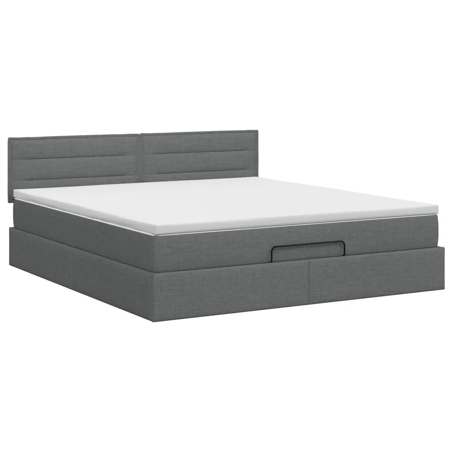 Lit ottoman avec matelas Gris foncé 180 x 200 cm Tissu - 7