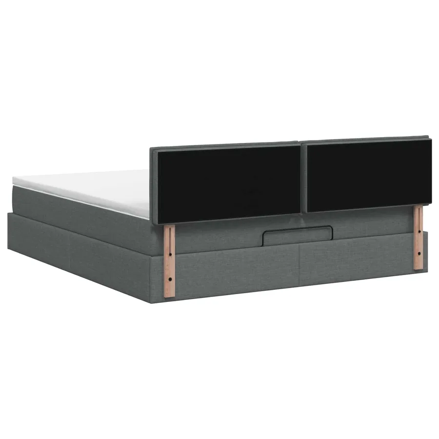 Lit ottoman avec matelas Gris foncé 180 x 200 cm Tissu - 8
