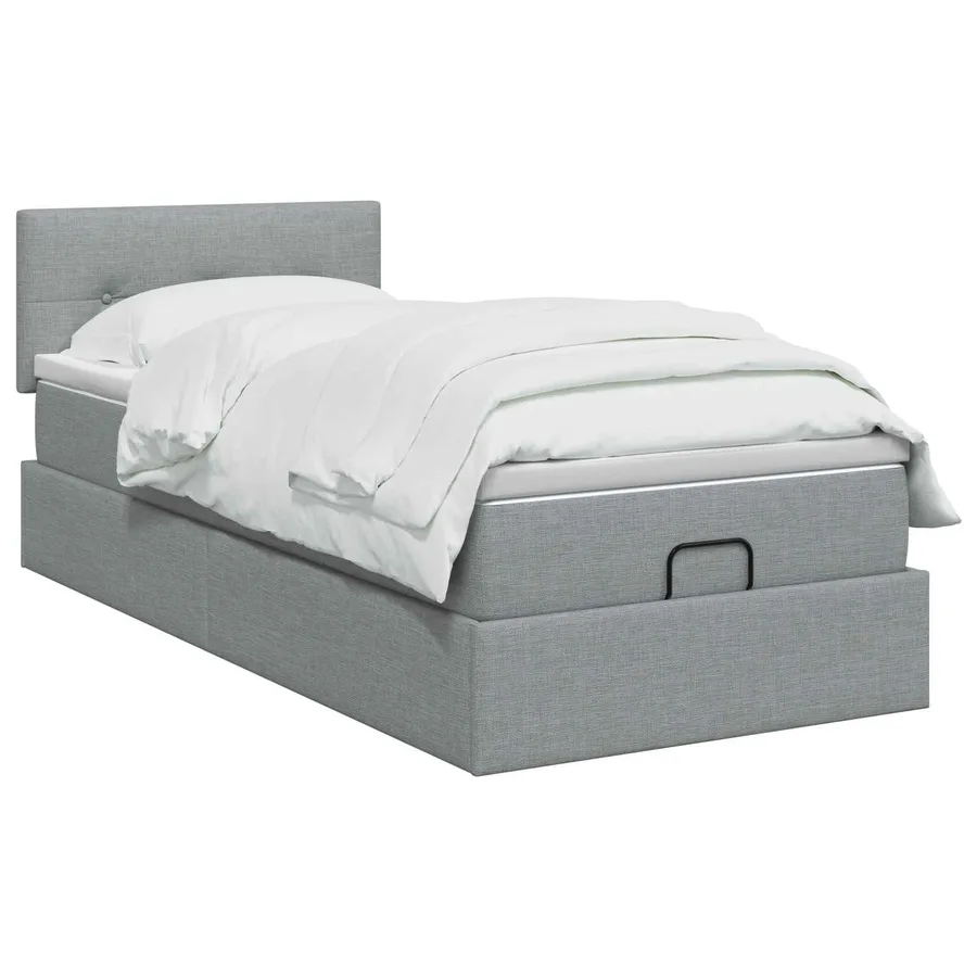 Lit ottoman avec matelas Gris clair 90 x 200 cm Tissu - 2