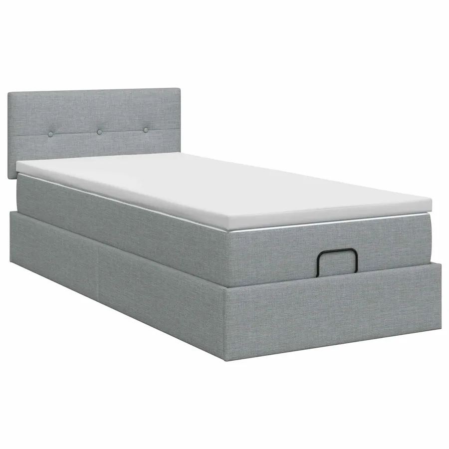 Lit ottoman avec matelas Gris clair 90 x 200 cm Tissu - 7