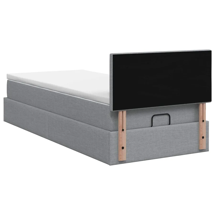 Lit ottoman avec matelas Gris clair 90 x 200 cm Tissu - 8