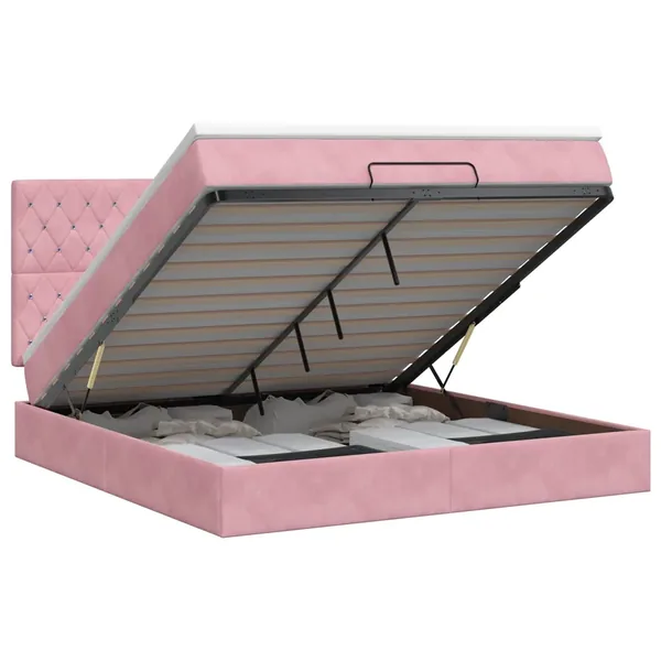 Lit ottoman avec matelas Rose 180 x 200 cm Velours