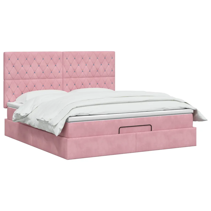 Lit ottoman avec matelas Rose 180 x 200 cm Velours - 2