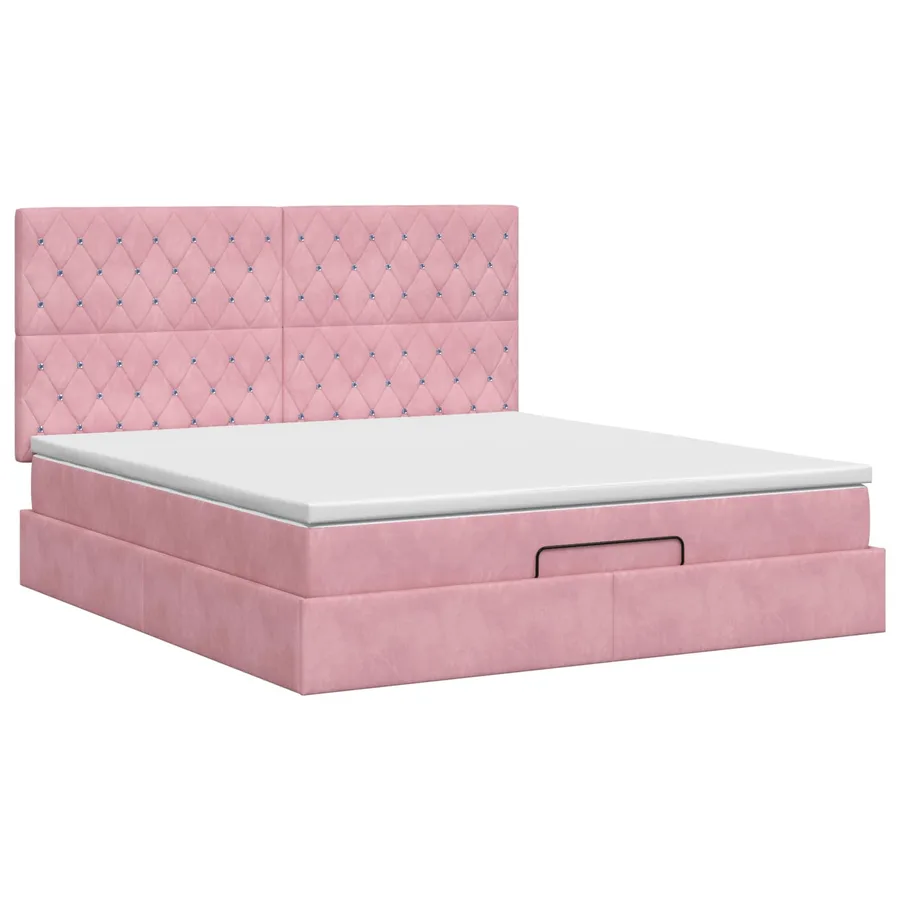 Lit ottoman avec matelas Rose 180 x 200 cm Velours - 7
