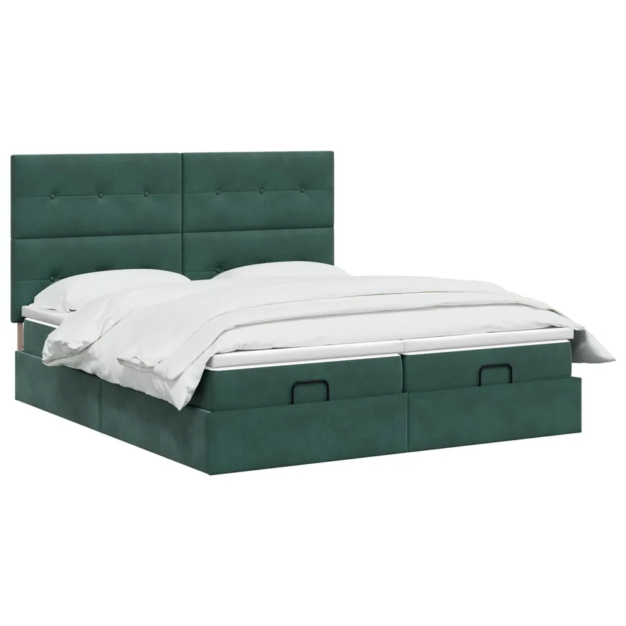 Lit ottoman avec matelas 2 pc Vert foncé Velours - 2