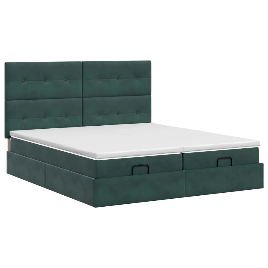 Lit ottoman avec matelas 2 pc Vert foncé Velours - 4