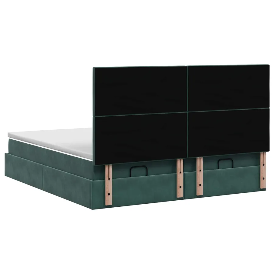 Lit ottoman avec matelas 2 pc Vert foncé Velours - 9