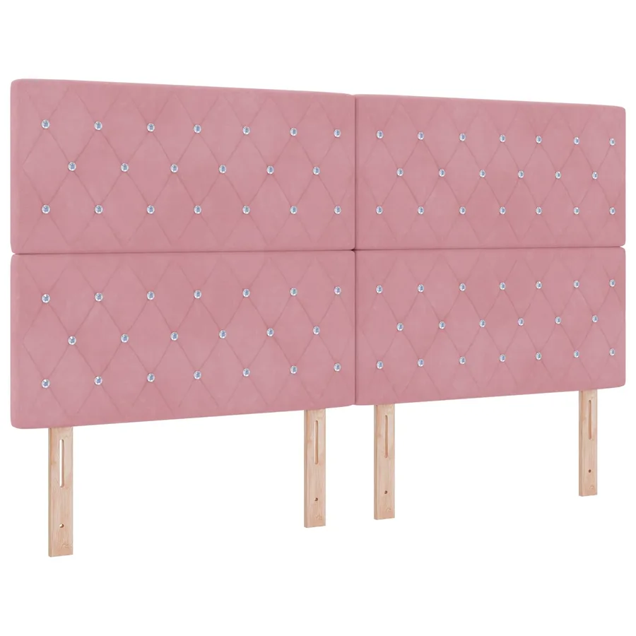 Lit ottoman avec matelas avec tête de lit 2 pcs Rose Velours - 3