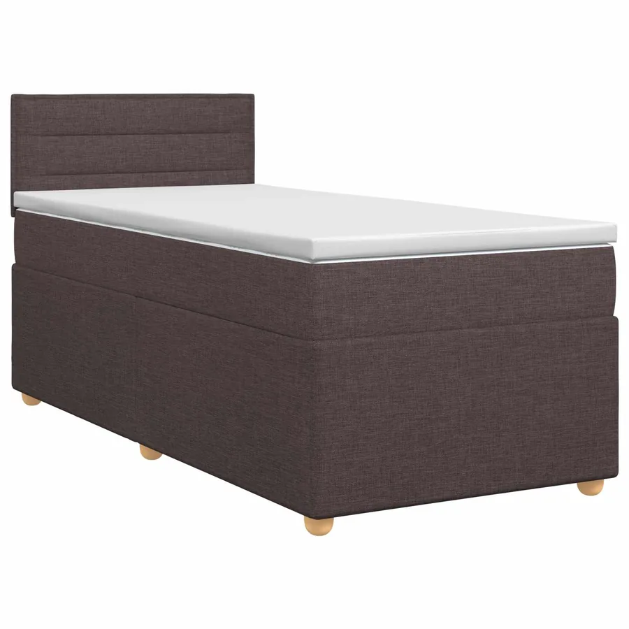 Lit boxspring avec matelas Marron foncé 90 x 200 cm Tissu