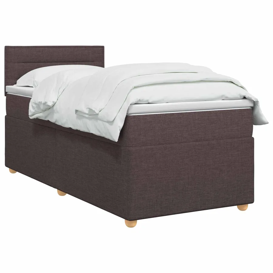 Lit boxspring avec matelas Marron foncé 90 x 200 cm Tissu - 2