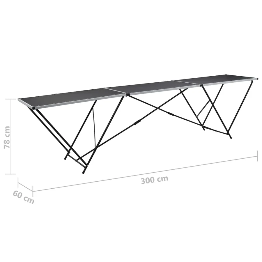 Table à coller pliable MDF et aluminium 300 x 60 x 78 cm - 11