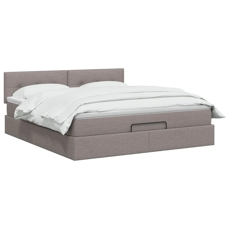 Lit ottoman avec matelas Taupe 140 x 190 cm Tissu - 2