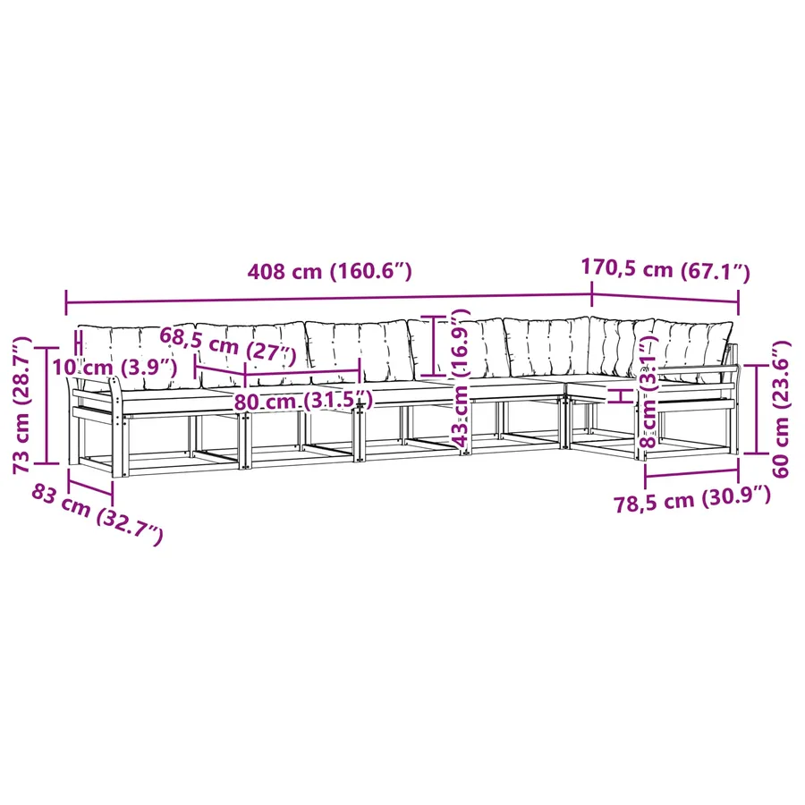 Ensemble de canapés d'extérieur 6 pcs Blanc et crème - 9