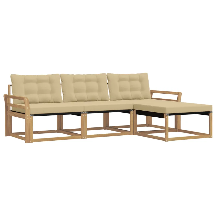 Ensemble de canapés d'extérieur 4 pcs Blanc et Beige - 2
