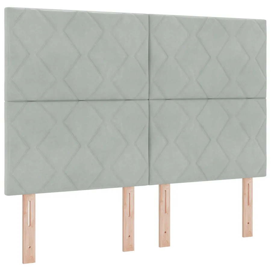 Lit boxspring LED avec matelas Gris clair 140 x 200 cm Velours - 3