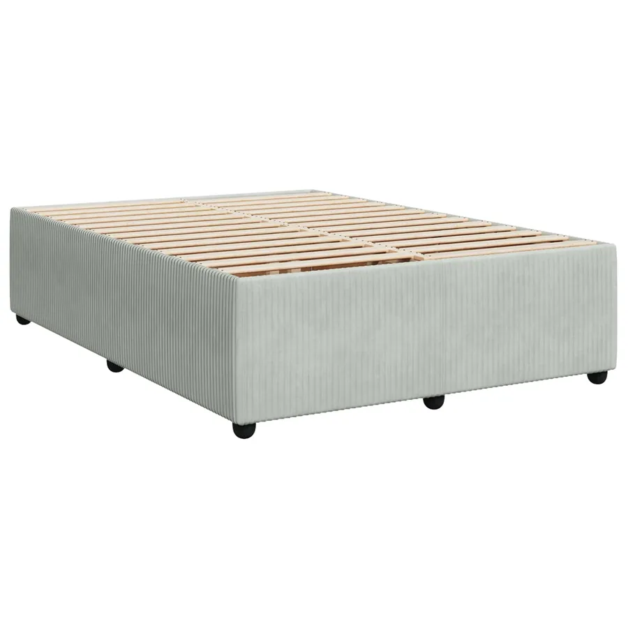 Lit boxspring LED avec matelas Gris clair 140 x 200 cm Velours - 4