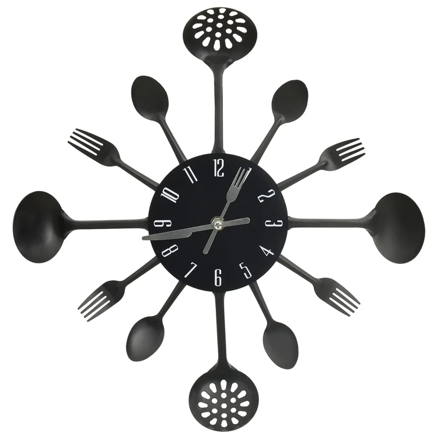 Horloge murale et cuillère avec fourchette Noir 40 cm Aluminium - 2
