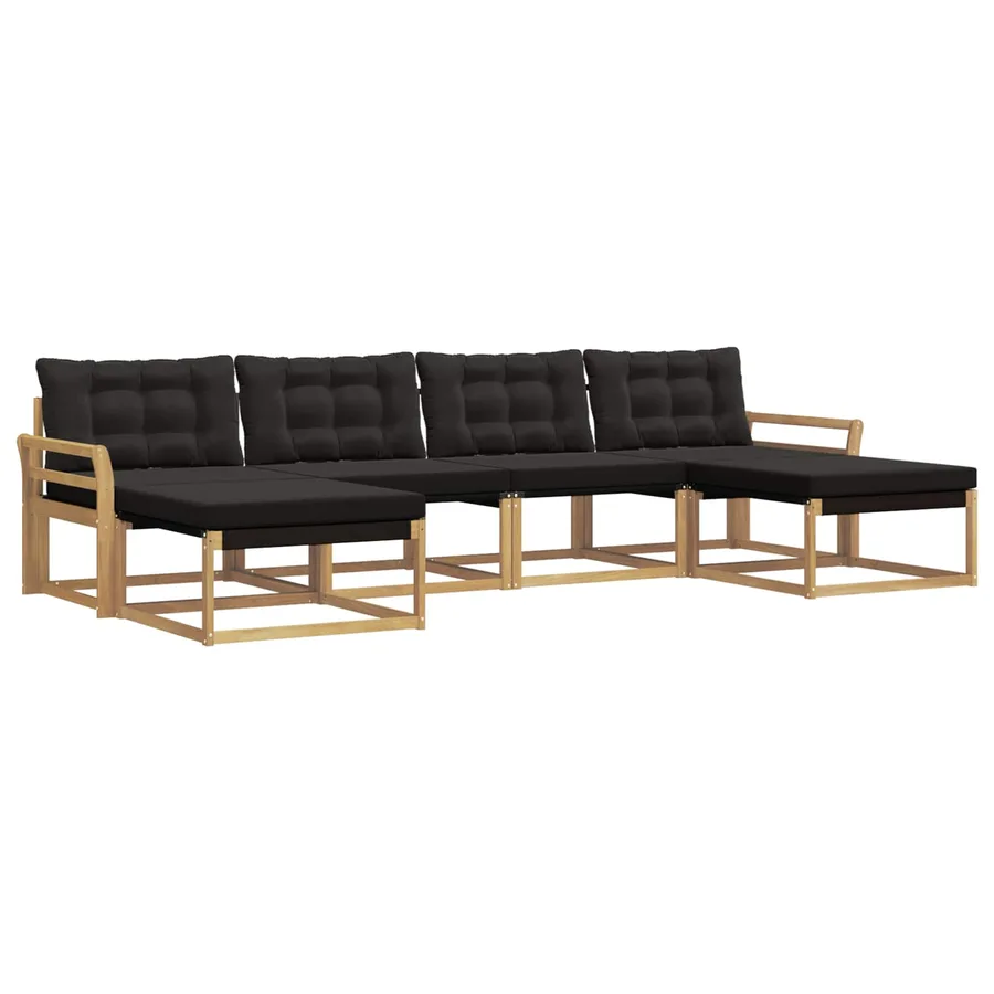 Ensemble de canapés d'extérieur 6 pc Blanc et noir - 2