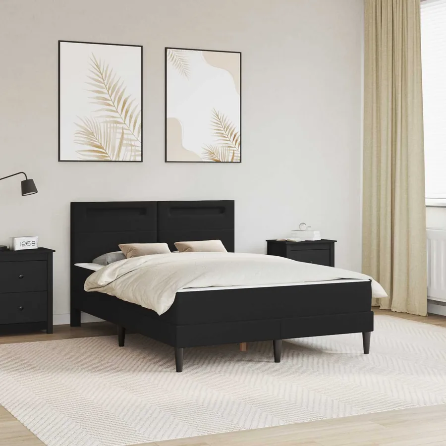 Cadre de lit avec bandes LED Noir 140 x 200 cm Simili cuir