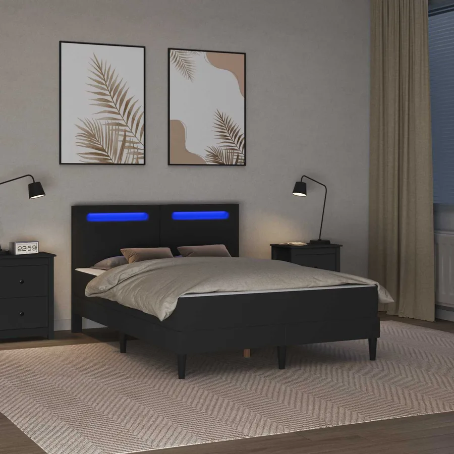 Cadre de lit avec bandes LED Noir 140 x 200 cm Simili cuir - 4