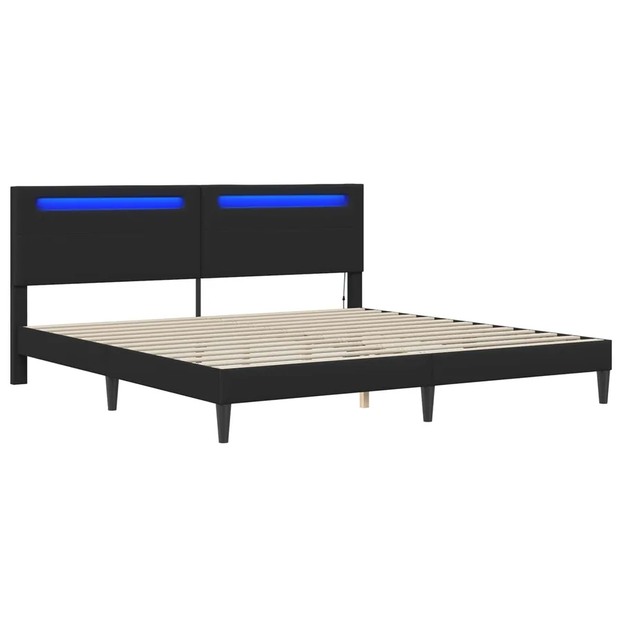 Cadre de lit avec bandes LED Noir 180 x 200 cm Simili cuir - 5