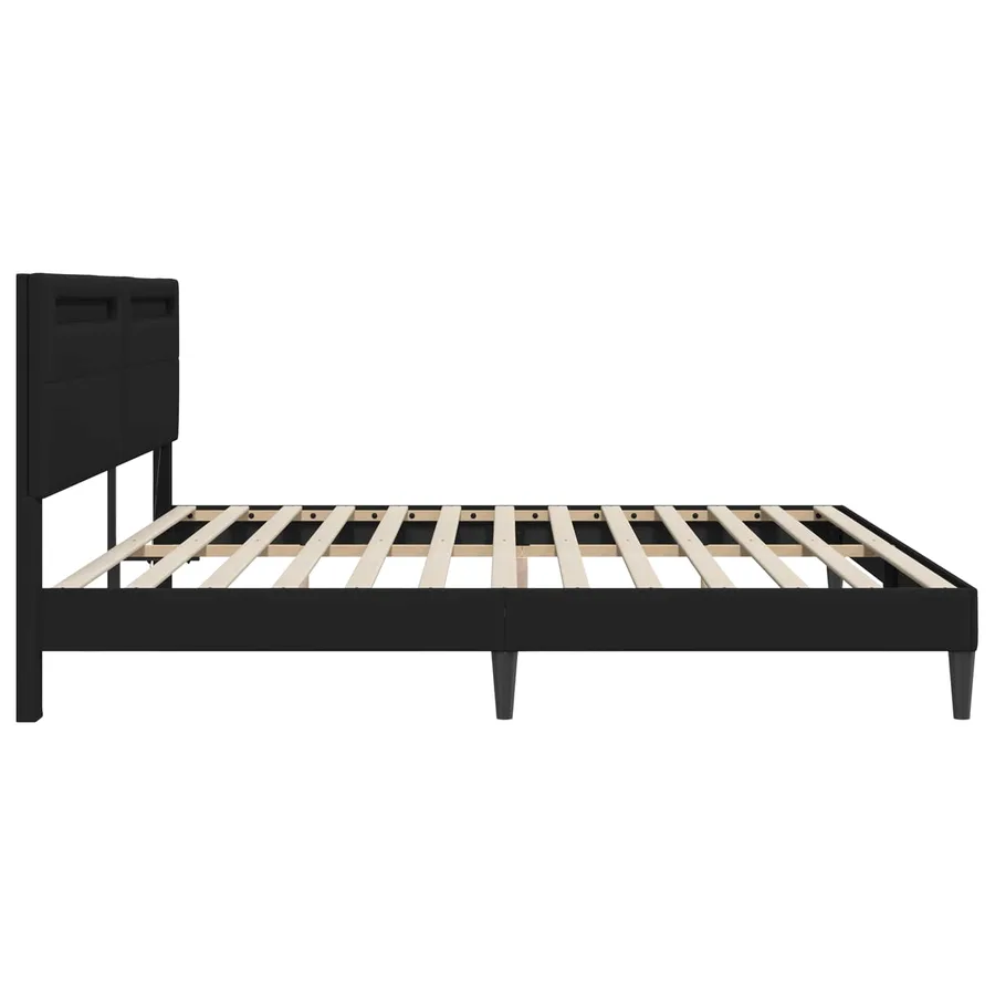 Cadre de lit avec bandes LED Noir 180 x 200 cm Simili cuir - 7