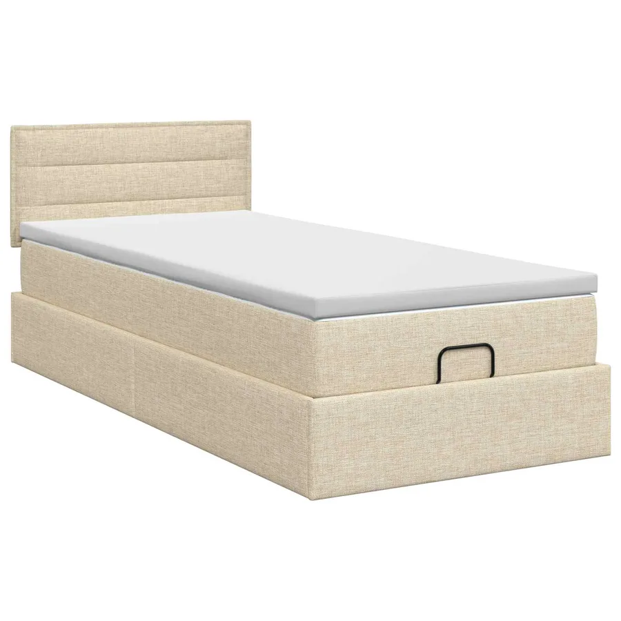 Lit ottoman avec matelas Crème 90 x 200 cm Tissu - 7