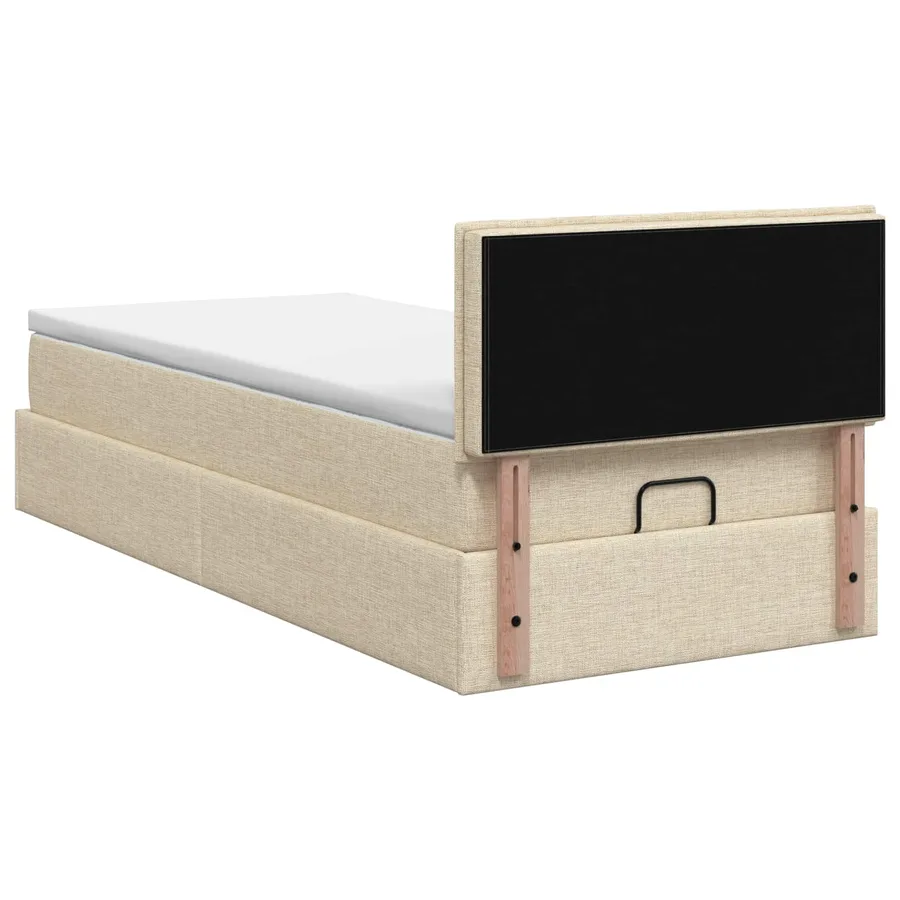 Lit ottoman avec matelas Crème 90 x 200 cm Tissu - 8