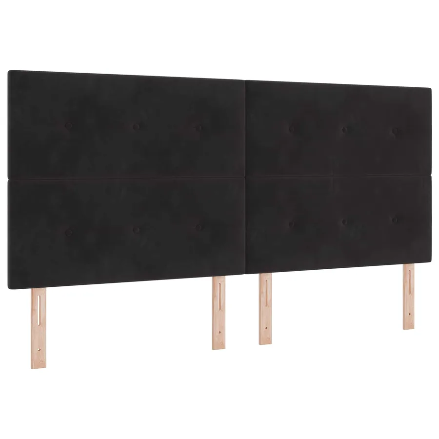 Lit boxspring LED avec matelas Noir 200 x 200 cm Velours - 3