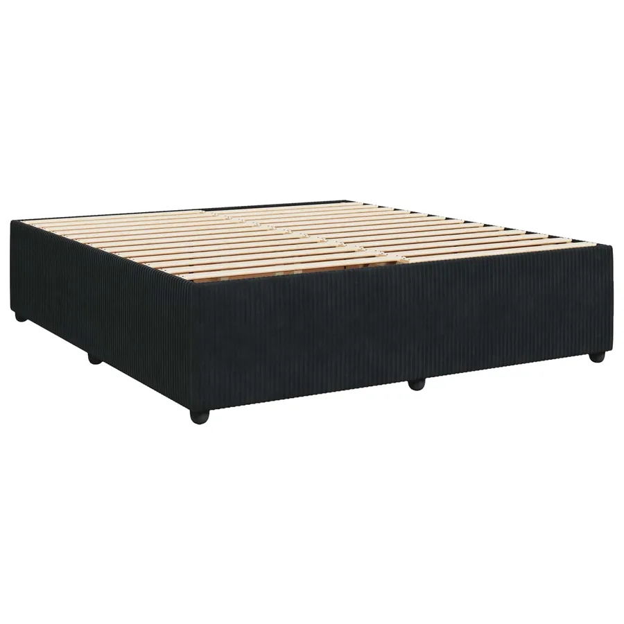 Lit boxspring LED avec matelas Noir 200 x 200 cm Velours - 4