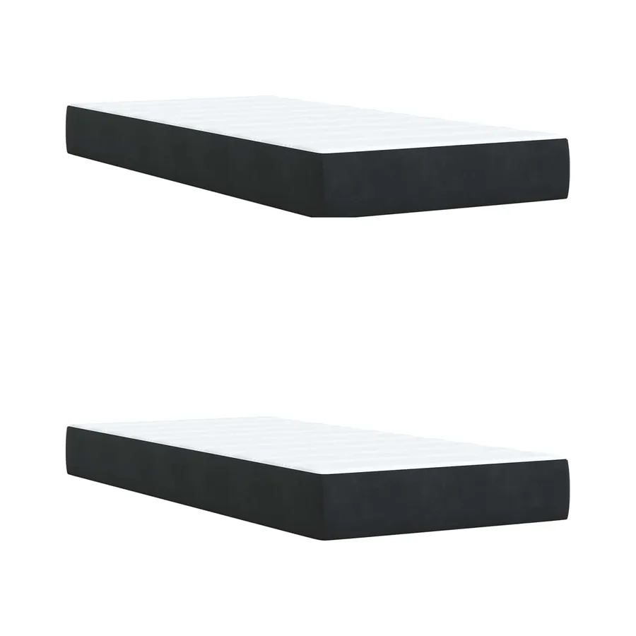 Lit boxspring LED avec matelas Noir 200 x 200 cm Velours - 5