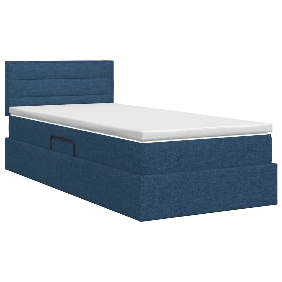 Lit avec rangement et matelas avec tête de lit Bleu 90 x 200 cm - 7