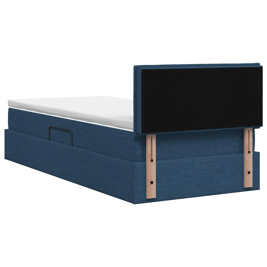 Lit avec rangement et matelas avec tête de lit Bleu 90 x 200 cm - 8
