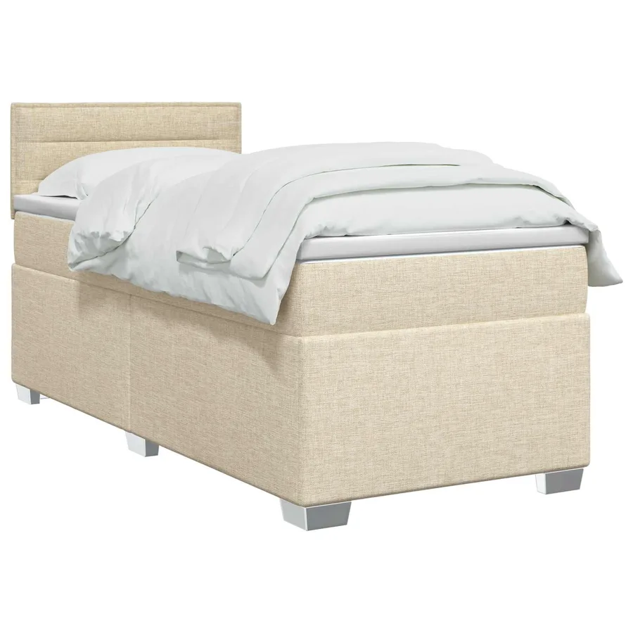 Lit boxspring avec matelas Crème 100 x 200 cm Tissu - 2