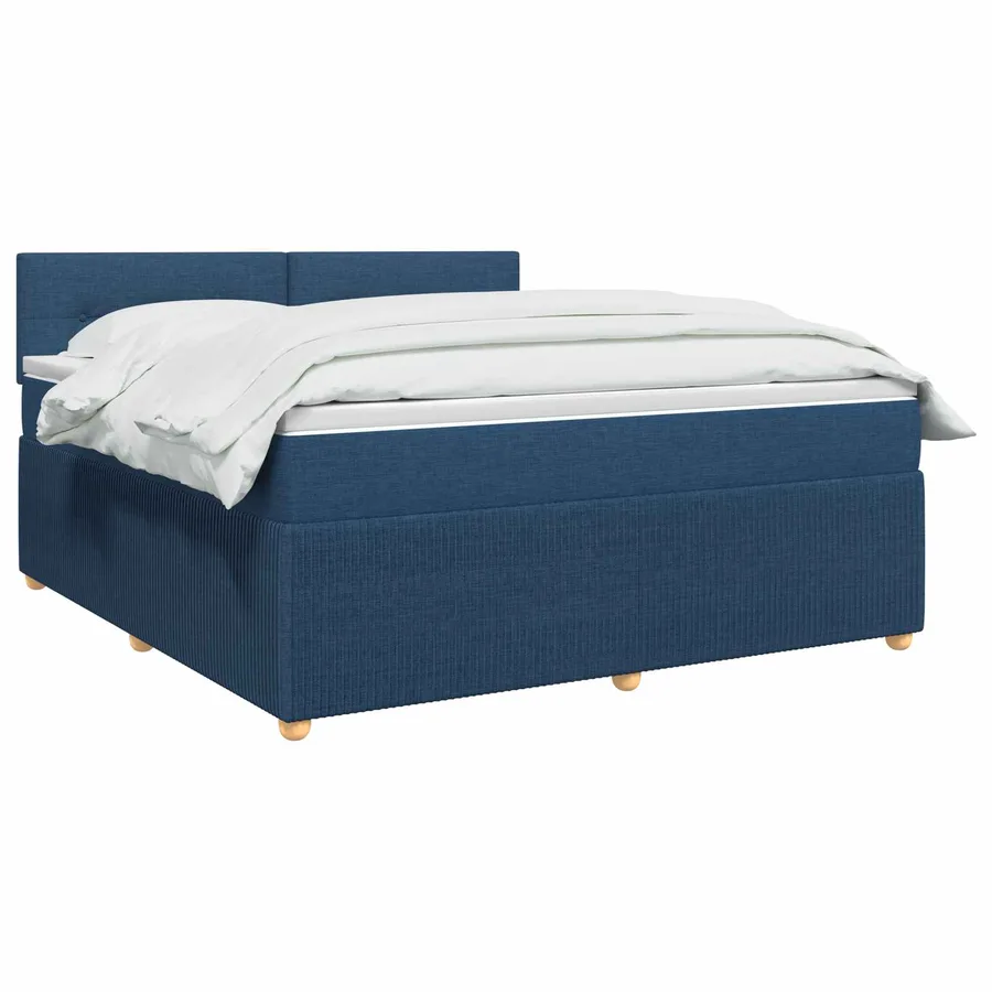 Lit boxspring avec matelas Bleu 140 x 190 cm Tissu - 2
