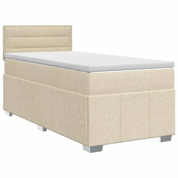 Lit boxspring avec matelas Crème 90 x 200 cm Tissu