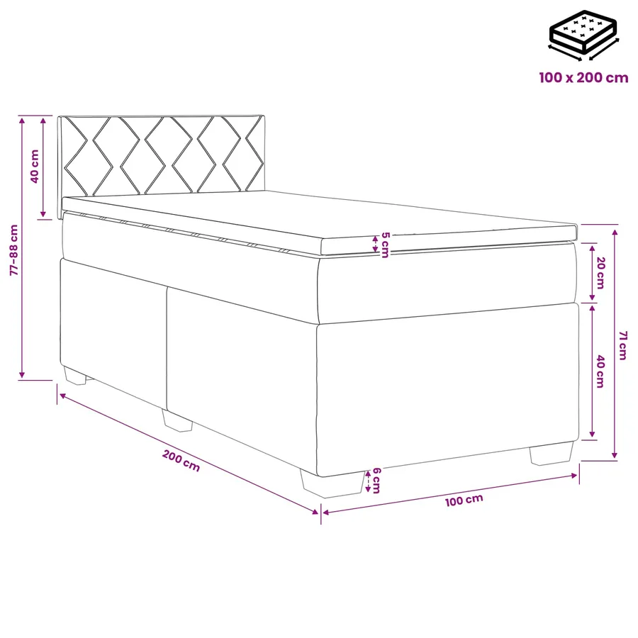 Lit boxspring avec matelas Crème 100 x 200 cm Tissu - 10