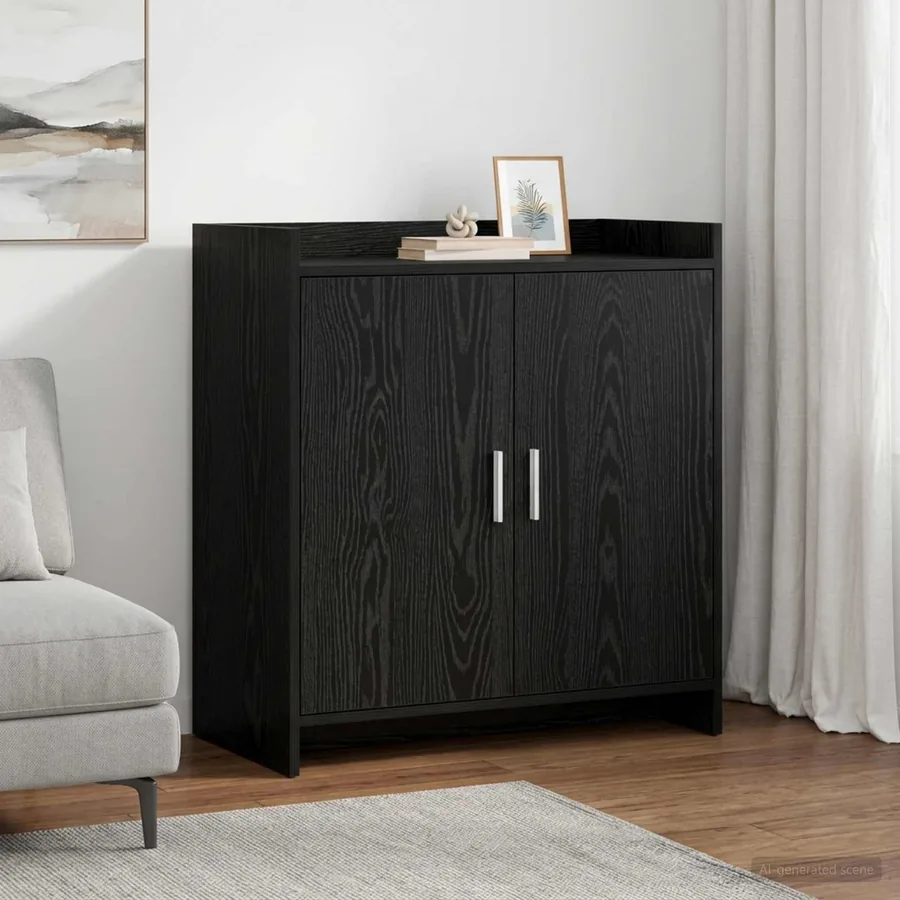 Buffet Chêne noir 72 x 36 x 80 cm Bois d'ingénierie