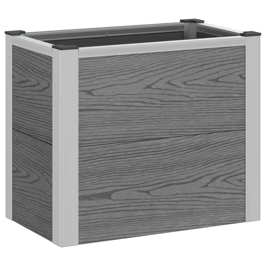 Jardinière surélevée Gris 50 x 30 x 42 cm WPC et Aluminium - 2