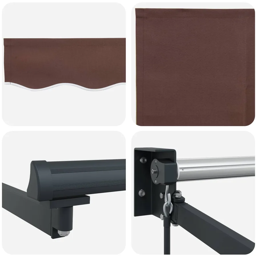 Auvent rétractable Marron 3 x 2 m 100% Polyester et Aluminium - 7