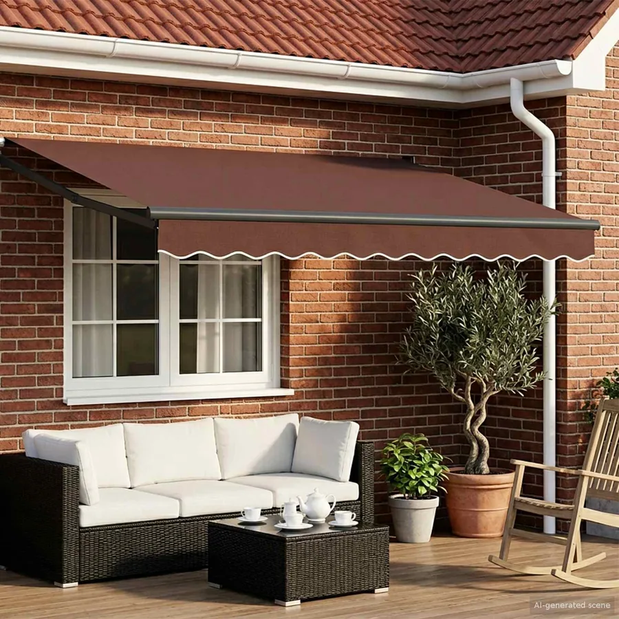 Auvent rétractable Marron 3 x 2 m Polyester et métal
