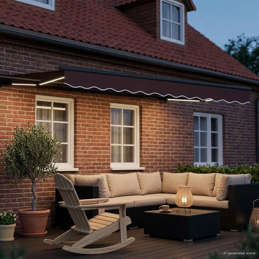 Auvent rétractable électrique Marron et anthracite 3 x 2 m - 3