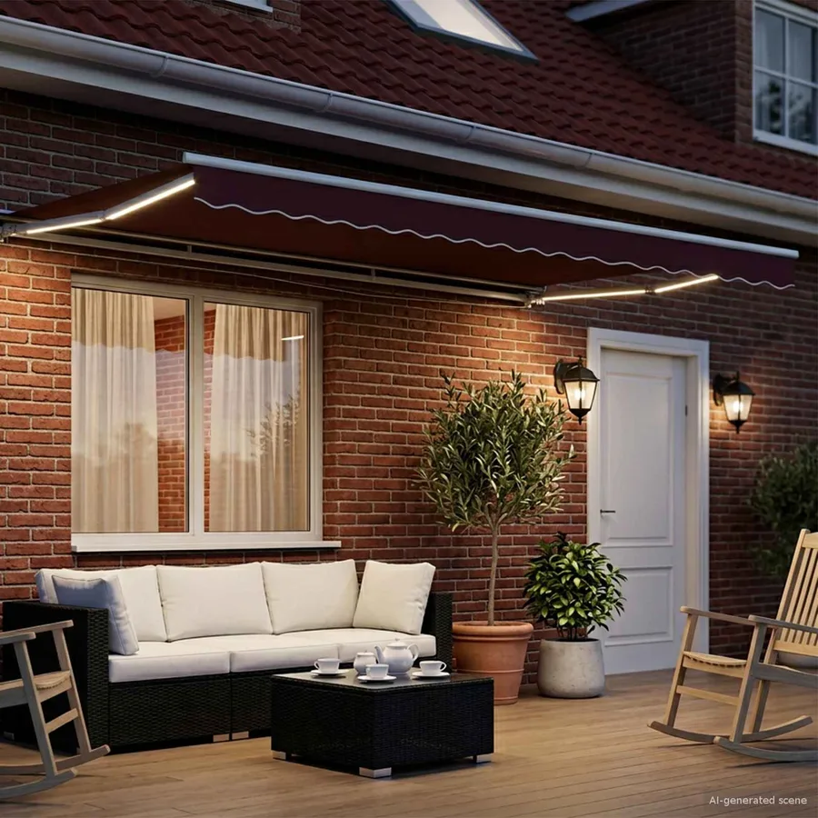 Auvent rétractable électrique Bourgogne et Blanc 4 × 3,5 m - 3