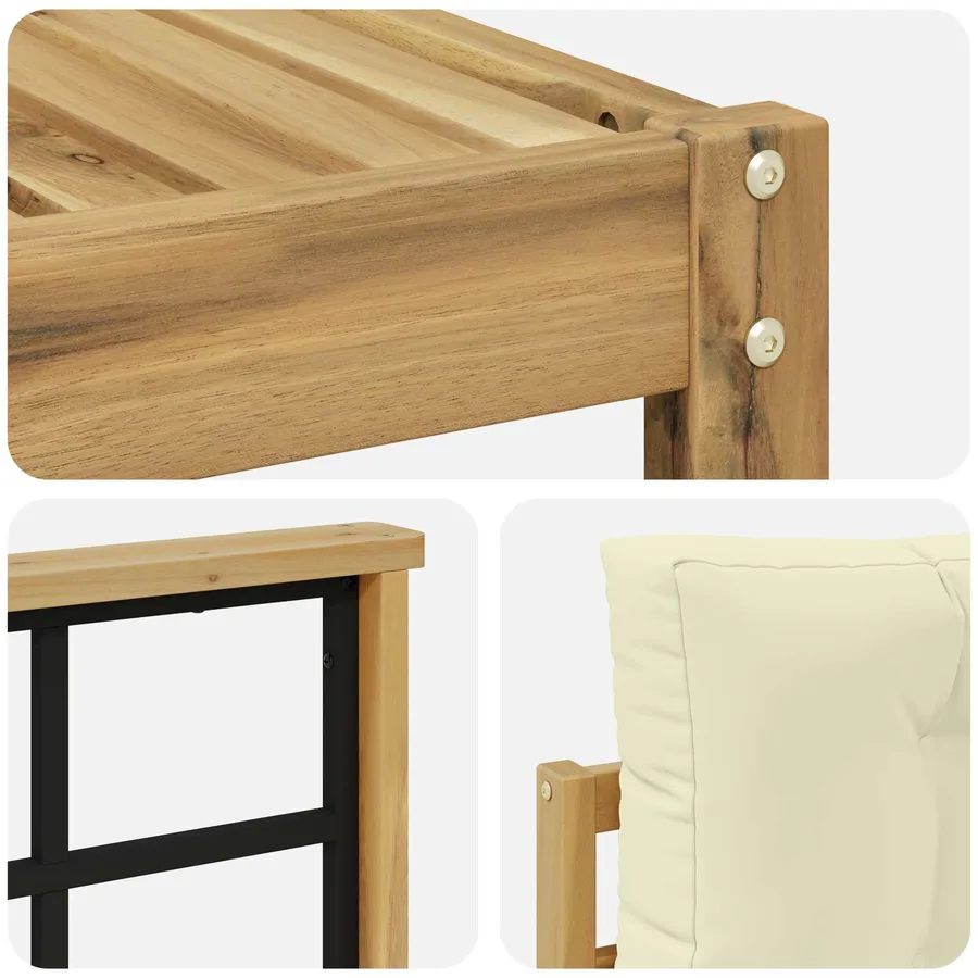 Ensemble de canapés d'extérieur 4 pcs Blanc et crème Polyester - 5