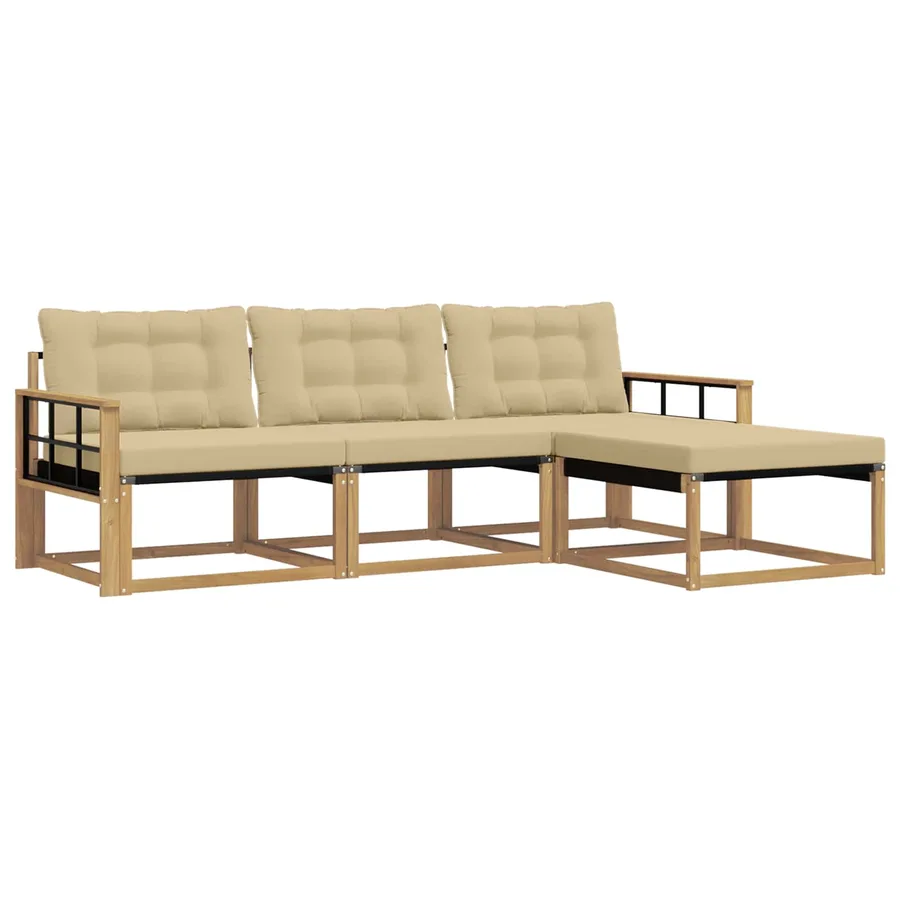 Ensemble de canapés d'extérieur 4 pcs Blanc et Beige - 2